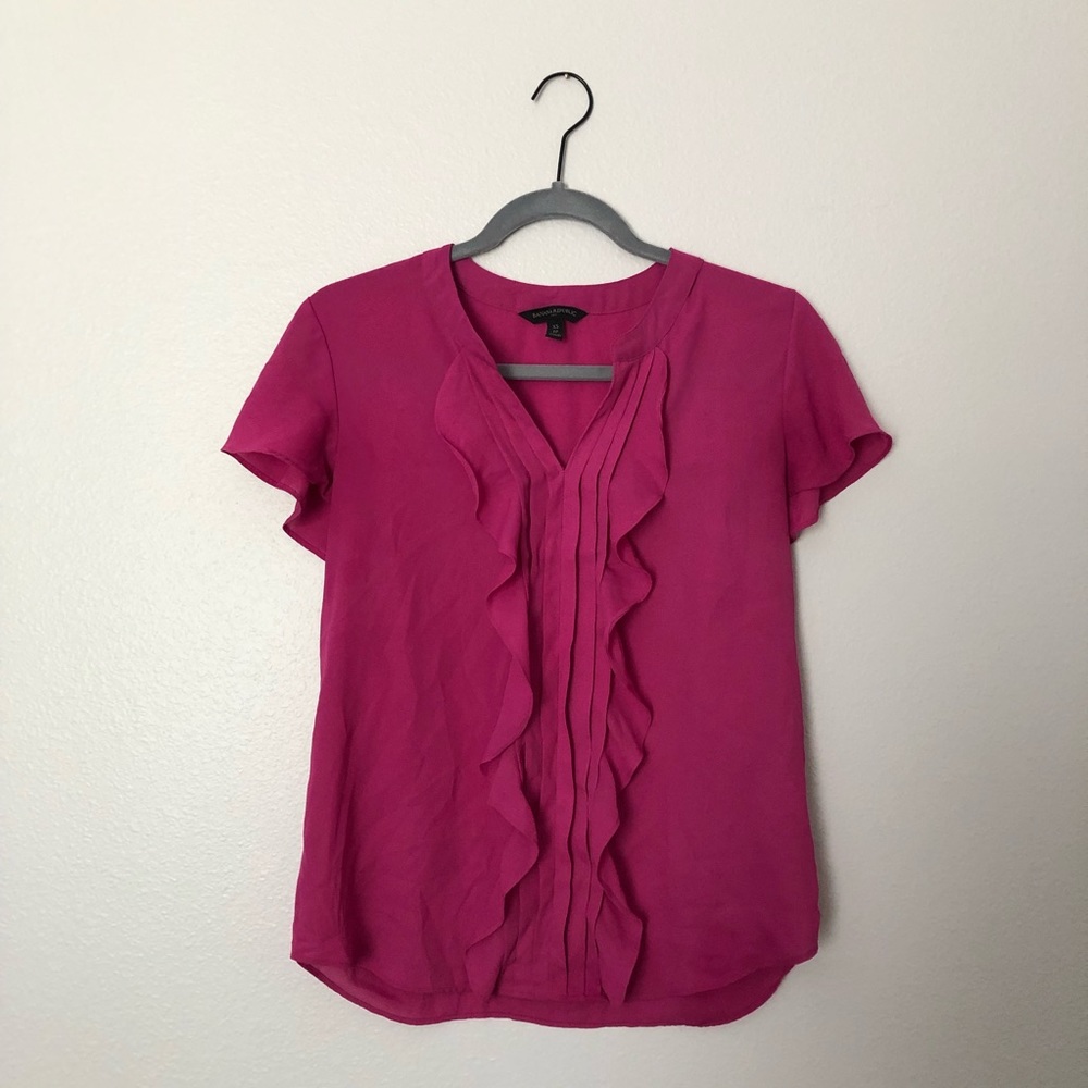 Banana Republic pink ruffled blouse, size XS